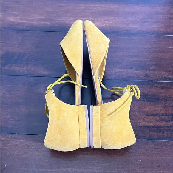 Anthropologie Seychelles Women's Ankle Tie Suede Flats Yellow size 10 New Boho - Picture 7 of 9
